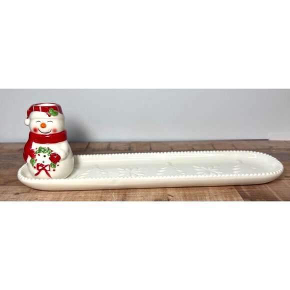 Merry Makers Two-Piece Snowman & Tray Set For Holiday Entertaining - Picture 1 of 7